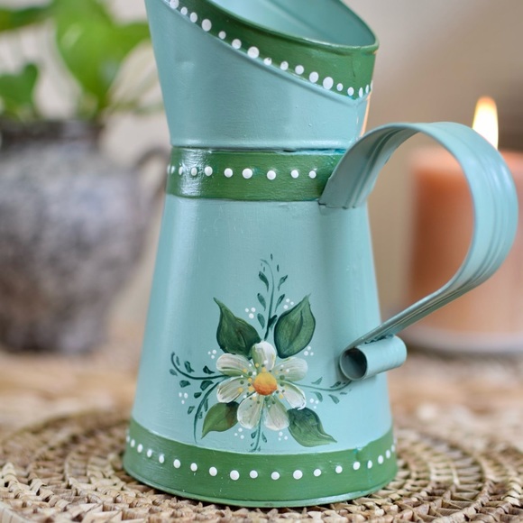 Vintage Handpainted Pitcher Vase, Mid-Century - Picture 4 of 10